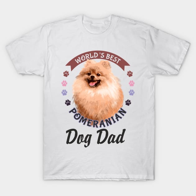 Pomeranian, World's Best Dog Dad T-Shirt by Olgakunz